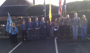 Members  of the Scout Group at the war memorial