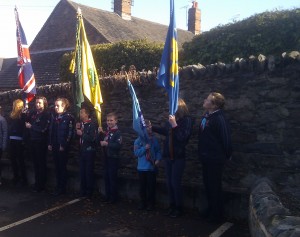 Scouts and Guides at the war memorial